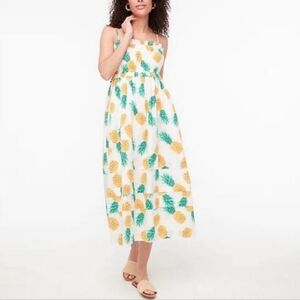 J Crew | Square Neck Ruffled Pineapple Print Maxi Dress
